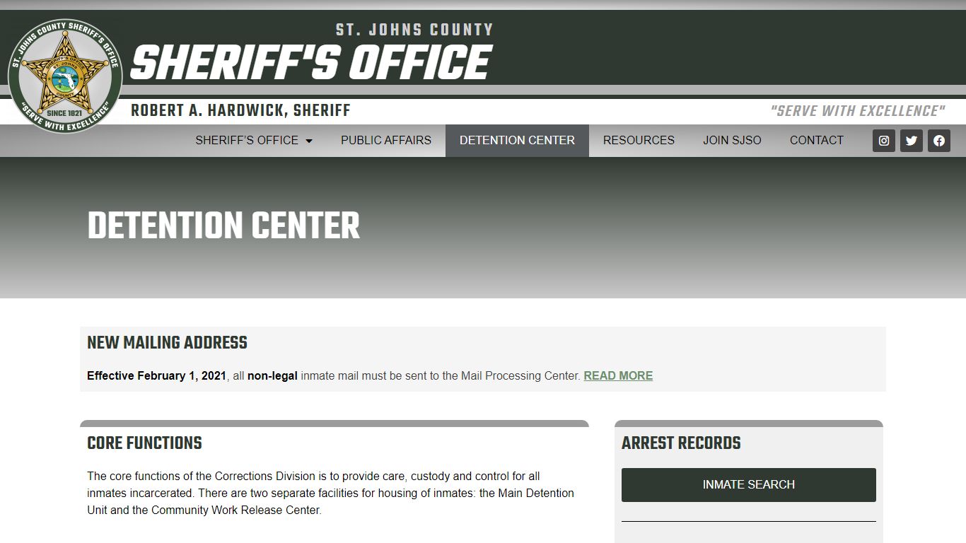 Corrections Division | St. Johns County Sheriff's Office